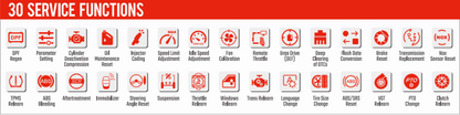 Launch PAD V HD scan tool 30 service functions shown with symbols